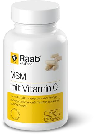Raab Vitalfood® MSM mit Vitamin C Kapseln (90 Stück) - mit OptiMSM® aus den USA, hochrein, Methylsulfonylmethan (MSM), vegan, nur 2 Kapseln täglich