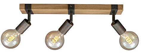 BRILONER - Deckenlampe Vintage schwenkbar, Holzbasis, E27 Fassung, max. 25 Watt, Deckenleuchte, Lampe, Wohnzimmerlampe, Schlafzimmerlampe, Küchenlampe, Deckenstrahler, 48x10x9 cm, Holz-Schwarz