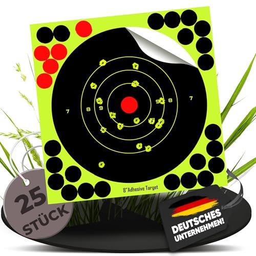 25 Fritz-Cell Splitterziele Splittersticker Modell 7898 selbstklebend Zielscheibe für alle Gewehre, Pistolen, Luftgewehre, Airsoft, BB, Diabolo kompatibel mit Splatterburst Zielen