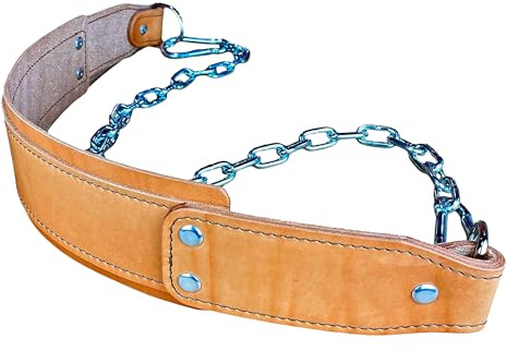Dominion Strength Training Oiled Leather Heavy-Duty Leather Dip Belt with Steel Chain - Ultimate Accessory for Weighted Pullups, Dips, and Progressive Overload (Oiled Leather)