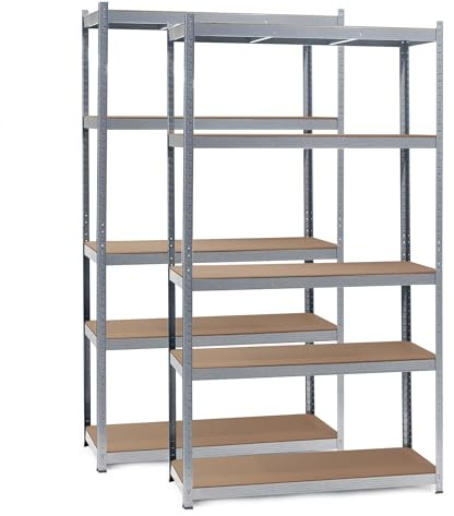 Wiltec Set 2x Scaffali zincati a incastro per carichi pesanti 100x50x200cm 5 ripiani 200kg/piano