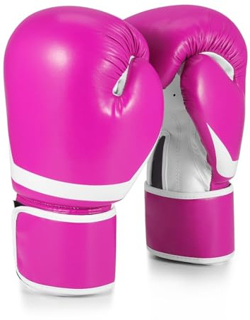 Flexzion Pink Durable Padded Boxing Gloves - 10 oz Women's Training Gloves for Heavy Bag & Kickboxing/MMA