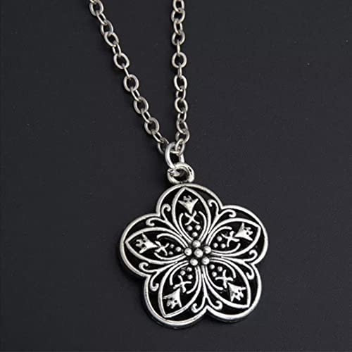 Pendentif Vintage Colliers bohème tibétain Argent Couleur chaîne Gitane Ethnique Creux sculpté métal Fleur Pendentif Bijoux pour Cadeau cotillons
