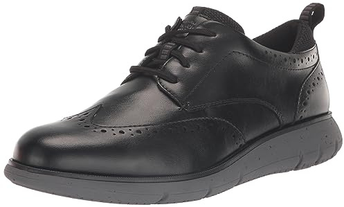 Nunn Bush Men's Stance Wingtip Oxford Brogue Detail Lightweight Comfortable Lace Up, Black, 12 Medium