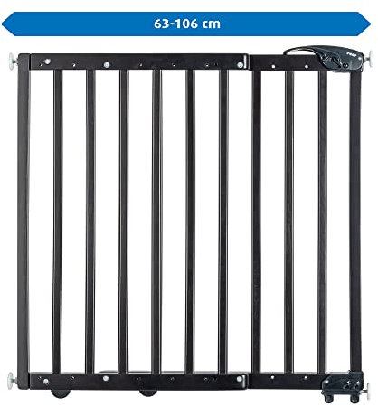reer Türgitter und Treppenschutzgitter, Baukasten zum Selbstbauen, zum Klemmen oder Schrauben, ausziehbar 63-106 cm, schwarz