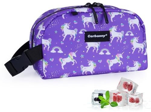 Small Cooler Bag Freezable Lunch Bag for Work School Travel,Small Insulated Bag For Kids/Adults,Freezer Lunch Bags,Mini Lunch Bag Fit For Yogurt,Suit for 3+(purple unicorn)