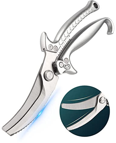 Geflügelschere Profi - Robuste und langlebige Edelstahl Küchenschere mit gezackten Kanten, super scharfe professionelle Geflügelschere für Knochen, Huhn, Fleisch, Puten, Gemüse und Grill