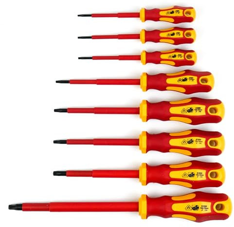 INGDAUM® VDE - Destornillador Torx para tornillos Torx T8, T9, T10, T15, T20, T25, T30 y T40, aislado contra 1000 V (T8, T9, T10, T15, T20, T25, T30 y T40)