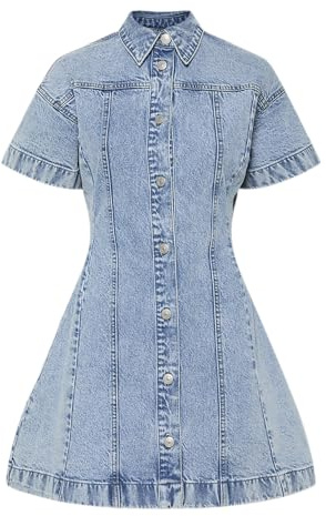 PIECES Shape Dress Robe en Denim Pcsilke en Forme de A, Bleu Jeans Clair, L Femmes