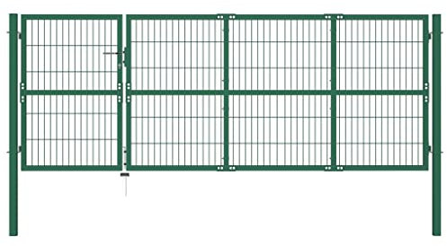 JUDYY Puerta de Valla de jardín con Postes, Puertas Metalicas Exterior, Puerta Jardin, Valla De Jardin, Puerta De Jardín, Acero Verde 350x120 cm