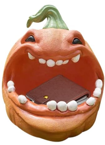 Zibeem Conteneur de stockage de citrouille,boîte de stockage de citrouille | Résine effrayante de bol de service de citrouille,Boîtes à bonbons pour tours ou friandises, Statue de citrouille
