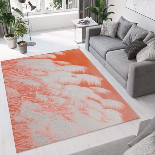 Tappeti Lavabili Per Soggiorno,Tappeti Antiscivolo Grandi 120×180 Cm,Tappeto A Pelo Corto Con Pianta Di Canna Bianca,Tappeto Grande A Pelo Corto Morbido,Tappeto Anti-Perdita Di Pelo,Tappeti Densi