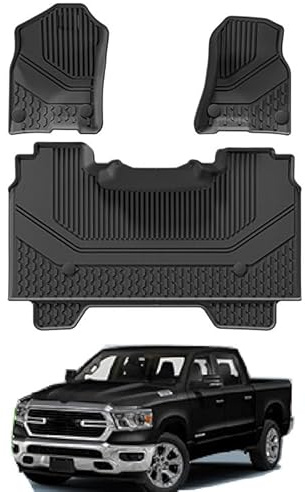 CHYPAAK Für Dodge RAM 1500 2019, Wasserdichten TPE-Auto-Fußmatten, vollflächigem Teppich, Ru-Graben-Styling-Innenraum-Kit-Zubehör,Without Storage Box
