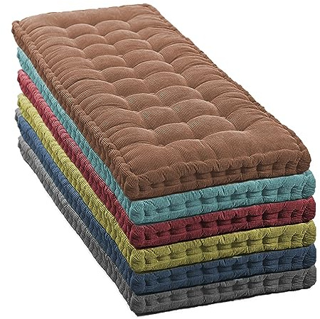 Coussin de banc 2/3 places pour intérieur ou extérieur, 100/120/150 cm d'épaisseur, pour sol, canapé, matelas, maison, terrasse, balancelle, orange, 60 x 30 cm