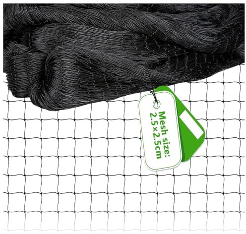 alouweekuky Filet Anti Oiseaux 15m X 15m, Filet Protection Oiseaux Noir, Utilisé pour Protéger Les Jardins, Les Plantes et Les Raisins du Préjudice (Mailles De 2.5 X 2.5 cm)