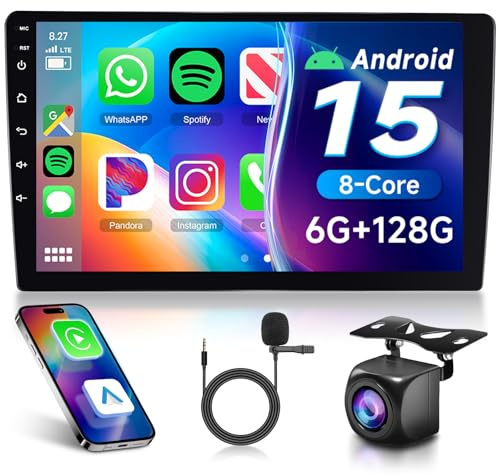 6G+128G 8-Core Android Car Stereo Double Din 10.1 inch Wireless Carplay IPS Touchscreen Car Radio Android Auto Screen with GPS Navi Bluetooth DSP, Mirror Link, WiFi, FM RDS, Backup Camera SWC Driauto