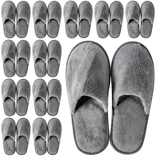 ASMIZ 12 Pairs Disposable Hotel Slippers for Guests, Non Slip Spa Slippers | Closed Toe Design, Travel Slippers for Women, Men, Indoor, Bathroom, House, Bedroom and Bride