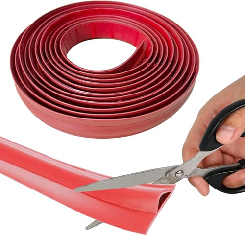 KMDZDZGS Flexible Carpet Trim Strip, TPE Carpet Edging Trim, Self-Adhesive Floor Transition Strip Rug Edge Protection Strip, Doorway Threshold Edgings Trim (Red - 5M)