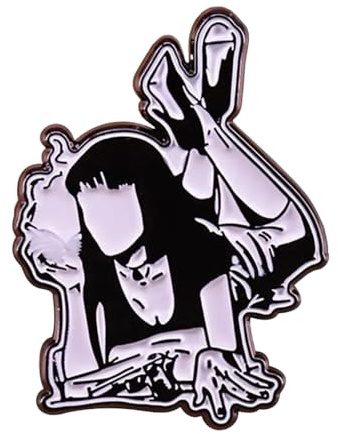 Mia Wallace emaljstift broscher svart-vit filmfigur kvinnor män modetillbehör, S, Icke-ädelmetall