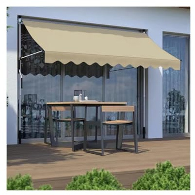 HUFIREHU Tende Retrattili,Tenda Da Sole A Morsetto Per Esterno,Tenda Da Sole A Bracci Estensibili,Altezza E Inclinazione Regolabile, Per Balcone E Terrazzo(Beige,2M/6.5FT)