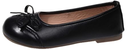 Generisch Ballerine da donna dal design classico con delicato fiocco, scarpe basse con motivo decorativo forato, comode scarpe basse per ufficio e vita quotidiana, Stile K02 nero, 40 EU