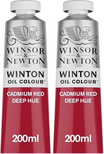 Winsor & Newton Winton 200ml Oil Colour - Cadmium Red Deep Hue,1437098 (Pack of 2)