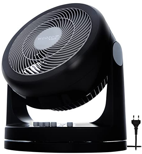 Iris Ohyama Woozoo, Ventilatore da Tavolo, Ventilatore da Scrivania, Silenzioso, Portatile, Per Camera Da Letto, Soggiorno, Raffreddamento, Potente, Alta Potenza/Oscillante, Nero