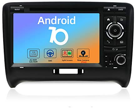 JOYX Android 10 Double Din bilstereo för Audi TT (2006-2011) Navigationshuvudenhet -【2G+32G】- Gratis säkerhetskamera och Canbus - Stödjer WiFi 4G Bluetooth5.0 ratt Mirrorlink DAB Carplay - 7 tum