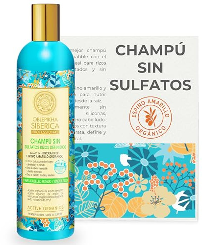 Champú Sin Sulfatos Con Hidrolato De Espino Amarillo Orgánico Para Cabello Rizado y Ondulado, Rizos Definidos e Hidratación Profunda - 400 ml