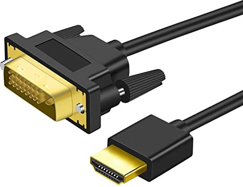 Twozoh 4K Câble HDMI vers DVI 3M Flexible, Bidirectionnel DVI vers HDMI Ultra Fin, 24+1 Pin, 1080P, 3D Full HD pour PS3/ps4, HDTV, PC