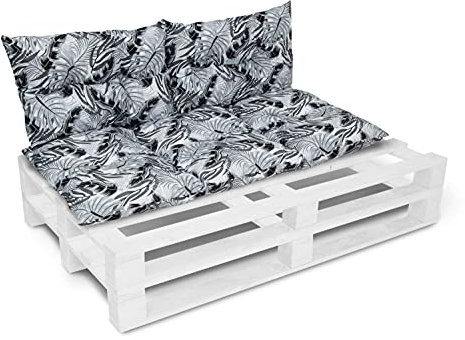 Amilian Palettenkissen Set 1x 120x60 cm+ 2X 40x60 cm- Auflagen, Kissen & Polster, Ideal für Indoor und Outdoor Nutzung- Bodenkissen, Robustes Palettenkissen Outdoor - Grau
