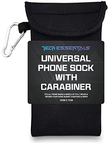 SOL Universelle Handy-Tasche für alle Marken & Modelle bis 17.0 cm | Schützende Neopren-Handysocke mit Karabiner | stoß- & kratzfest Handytasche | robuste Handyhülle, Hülle | Schocksocke