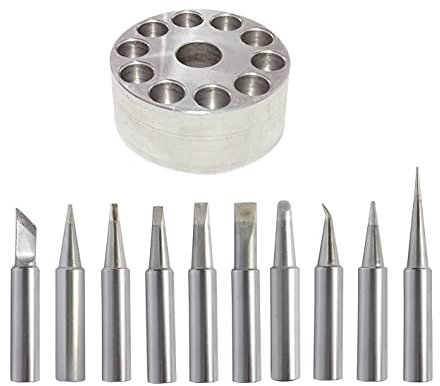 ShineNow Quality T18 Soldering Tips 10pcs Replacement Tips for Hakko FX-888D FX-888 FX8801 FX-600 T18 with A Solid Metal Tip Holder