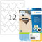 HERMA 10791 Herz Etiketten, 120 Stück, Ø 60 mm, 12 pro A4 Bogen, selbstklebend, bedruckbar, matt, blanko Papier Klebeetiketten Aufkleber in Herzform, weiß
