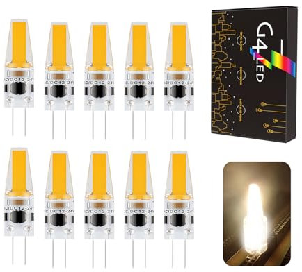 BVCL G4 Led Lampen, warmweiß 3000K, 3W G4 LED Birnen, 270LM, Ersatz Für 30w Halogen, AC/DC 12V-24V Leuchtmittel, Kein Flackern Dimmbar 360° Lichtwinkel, 10er Pack