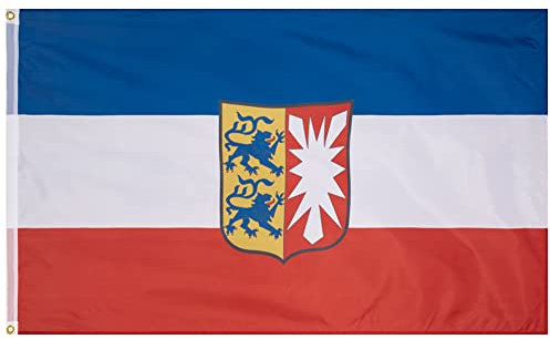 MUWO Flagge 16 deutsche Bundesländer + Mallorca 90 x 150 cm, doppelseitige Gartenflagge, wetterbeständige Fanflagge, Polyester Länderflagge Deutschland, mit Metallösen. (Schleswig-Holstein)