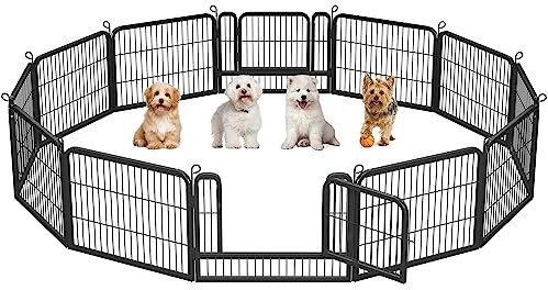 Yaheetech 12pcs Vallas para Perros Extensible Plegable Vallas para Jardin Metalicas Jaula Perro Grande Exterior Corrales para Cachorro 80x60cm