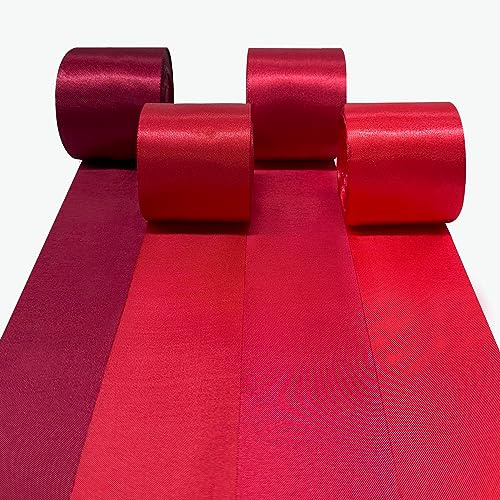 60M Red Satin Ribbon 50mm Wide Ombre Red Solid Fabric Ribbons Large Silk Satin Hanging Streamer Garland for Gift Wrapping Crafts DIY Sewing Hair Bow Birthday Wedding Chair Party Backdrop Decorations