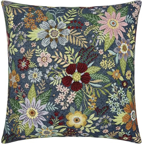 Erwin Müller Kissenhülle Blumen blau-bunt Größe 40x40 cm