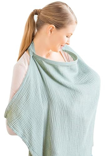 Fodera per allattamento in cotone traspirante a doppio strato, sciarpa allattamento discreta e como per mamme, regolabile con cerniera laterale, 100% cotone organico, misura uni