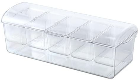 Rrlihjgu Servidor de condimentos refrigerados,Bandeja para Servir refrigerada | Contenedor de condimentos refrigerado por Hielo,Organizador Transparente para servidores de condimentos sobre Hielo con