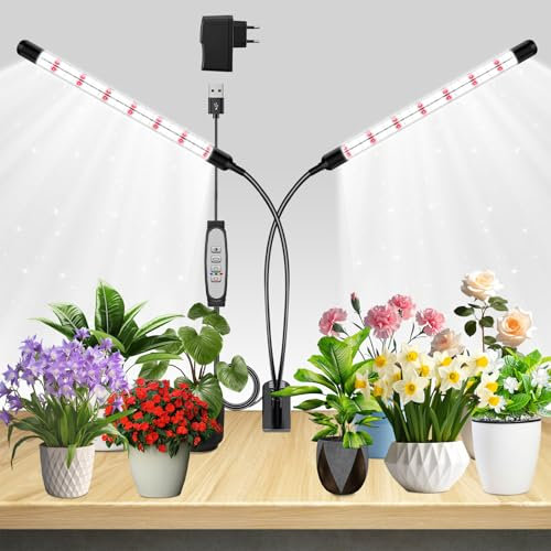 Niello 2 têtes Lampe pour Plantes,160LED Double luminosité Lampe de Plante en Croissance, Lampe LED Horticole, Auto - on/off 6/12/18H, Spectre Complet Lampe de Croissance pour Semis, Succulentes