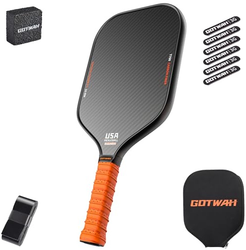 GOTWAH P1 Pickleball Paddle Carbon Fiber 3K+T700 Surface, USAPA Approved Pickleball Racket for Power & Control,16MM Polymer Honeycomb Core,Textured Carbon Grit Surface for Ultimate Spin & Pro Players