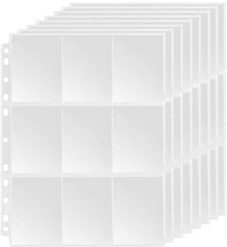 50 Sheet Trading Card Sleeves 9-Pocket Double-Sided Transparent Game Card Sleeves Holder Card Storage Wallets Trading Card Album Pages, 900 Pockets