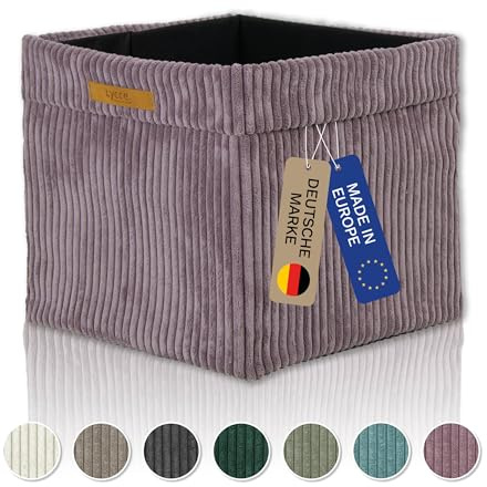 Lycce Kallax Box aus trendigem Cordstoff | Aufbewahrungskorb für Kallax Regal | Faltbox 33 x 33 x H31 cm mit abnehmbarem Bezug | Boden mit Vlies Überzug | Aufbewahrungswürfel | altrosa