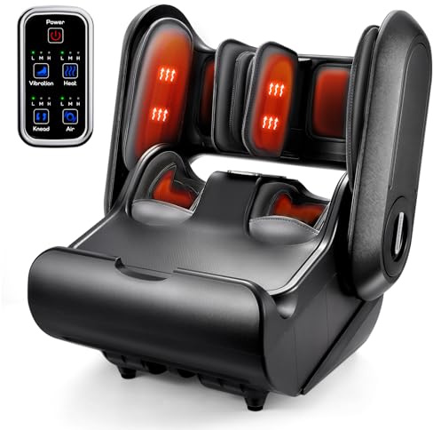 2 in 1 Shiatsu Foot Massager Machine, Foot and Calf Massager with Adjustable Heat, Deep Kneading Therapy, Vibration, Compression, for Plantar Fasciitis, Neuropathy, Gifts for Women Man, up to Size 14
