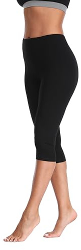North Bund Legging Femmes Pantalon de Sport Capri 3/4 Legging Opaque pour Gym Sport Yoga Noir 2XL