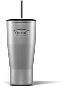 Thermos - Stainless Steel Icon Straw Cup (710ml) BPA Free Metal Water Bottle with Straw, Reusable Gym Bottle, 22hrs Cold Drinks Flask