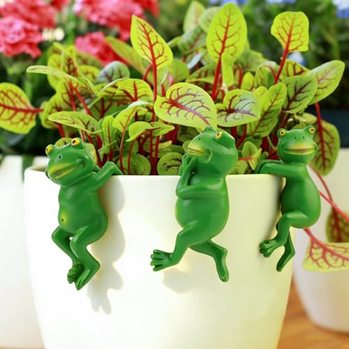 HO-SFSM 3 Figuras Decorativas de Rana para jardín,decoración de jardín, Ranas Colgantes, para Escritorio de Oficina y decoración de Maceta de jardín