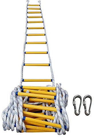 Escalera de escape de incendios, escaleras de cuerda, escalera de cuerda de escape, escaleras de escape de emergencia en caso de incendio con ganchos, escalera de cuerda de seguridad resistente al fu